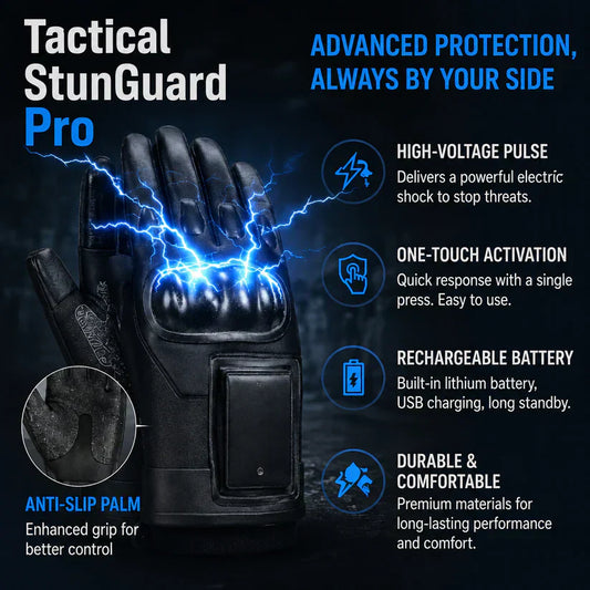 Tactical StunGuard Pro High‑Voltage Self‑Defense Glove One touch. Instant protection.